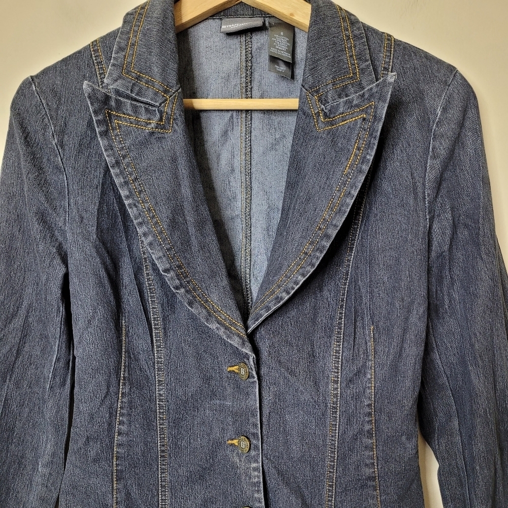 Bisou Bisou Y2K Denim Stretch Jean Jacket Size 8 - Picture 4 of 9